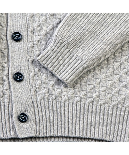 g-stage（ジーステージ）の「ケーブル編フロントボタンカーディガン（ニット/セーター・メンズ・グレー/ホワイト・48/50/46）」の10枚目の写真