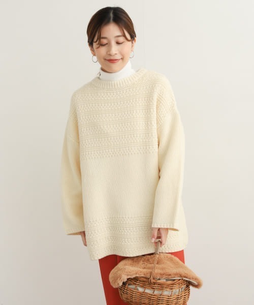 URBAN RESEARCH DOORS(アーバンリサーチドアーズ)の「柄編みヨークニット(ニット/セーター・レディース・オレンジ/オフホワイト/ブルー・MEDIUM)」の10枚目の写真