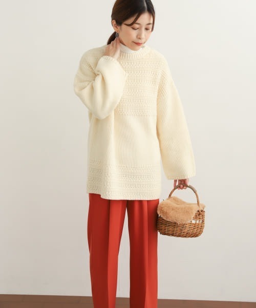 URBAN RESEARCH DOORS(アーバンリサーチドアーズ)の「柄編みヨークニット(ニット/セーター・レディース・オレンジ/オフホワイト/ブルー・MEDIUM)」の12枚目の写真