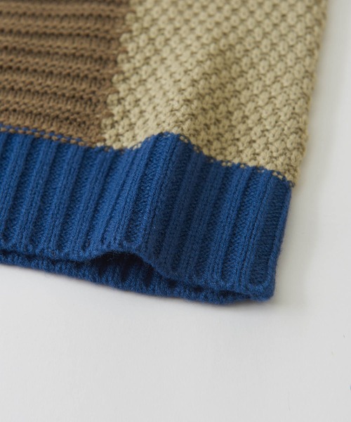 CUBE SUGAR(キューブシュガー)の「ジャガードブロッキング前後着ニットカーディガン(カーディガン/ボレロ・レディース・ヘザーチャコール/ブルー/ネイビー・M)」の9枚目の写真