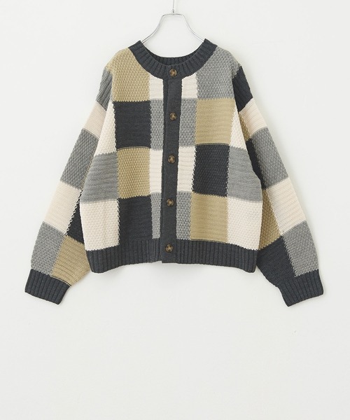 CUBE SUGAR(キューブシュガー)の「ジャガードブロッキング前後着ニットカーディガン(カーディガン/ボレロ・レディース・ヘザーチャコール/ブルー/ネイビー・M)」の12枚目の写真