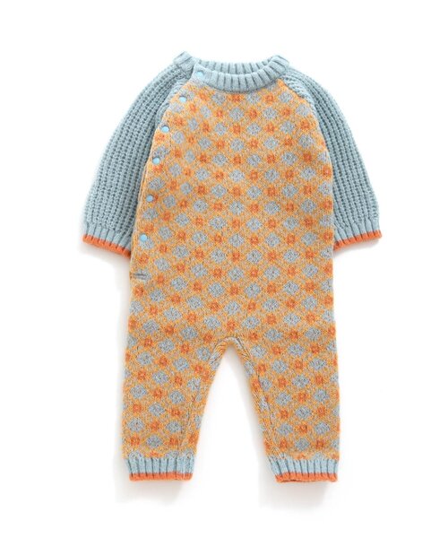 BREEZE（ブリーズ）の「ノルディックニットカバーオール（ロンパース・キッズ・グリーン/アイボリー/エメラルド・70/80）」の3枚目の写真