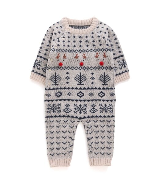 BREEZE（ブリーズ）の「ノルディックニットカバーオール（ロンパース・キッズ・グリーン/アイボリー/エメラルド・70/80）」の13枚目の写真