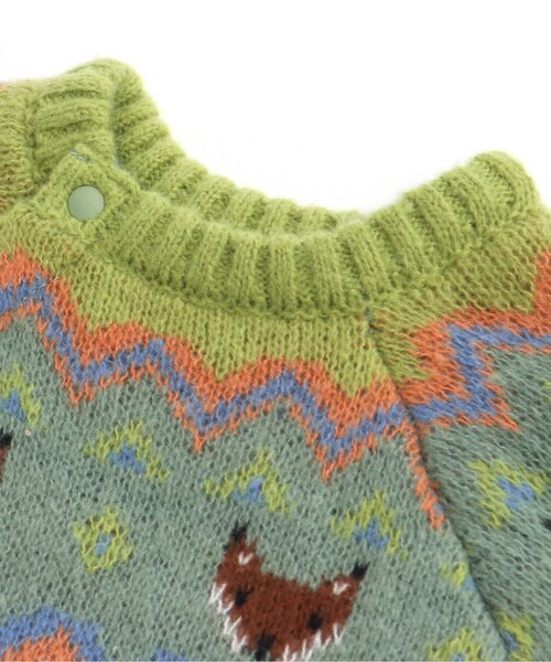 BREEZE（ブリーズ）の「ノルディックニットカバーオール（ロンパース・キッズ・グリーン/アイボリー/エメラルド・70/80）」の12枚目の写真