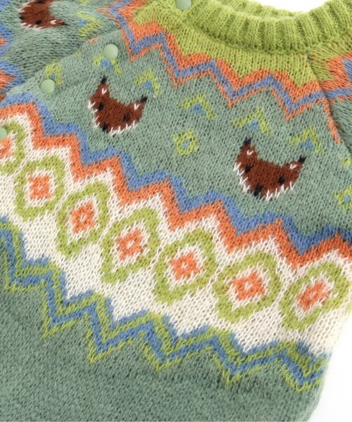 BREEZE（ブリーズ）の「ノルディックニットカバーオール（ロンパース・キッズ・グリーン/アイボリー/エメラルド・70/80）」の14枚目の写真