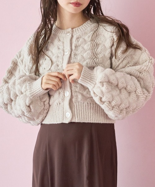 OLIVE des OLIVE（オリーブデオリーブ）の「ぽこぽこカーディガン（カーディガン/ボレロ・レディース・ブラック/オフホワイト/ベージュ・FREE）」の3枚目の写真