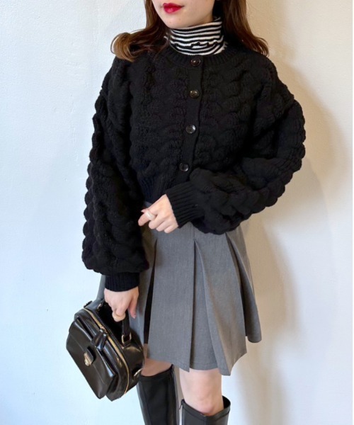 OLIVE des OLIVE（オリーブデオリーブ）の「ぽこぽこカーディガン（カーディガン/ボレロ・レディース・ブラック/オフホワイト/ベージュ・FREE）」の13枚目の写真