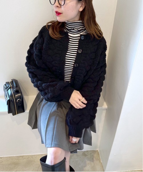 OLIVE des OLIVE（オリーブデオリーブ）の「ぽこぽこカーディガン（カーディガン/ボレロ・レディース・ブラック/オフホワイト/ベージュ・FREE）」の16枚目の写真