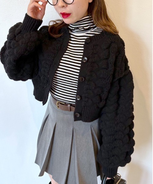 OLIVE des OLIVE（オリーブデオリーブ）の「ぽこぽこカーディガン（カーディガン/ボレロ・レディース・ブラック/オフホワイト/ベージュ・FREE）」の17枚目の写真