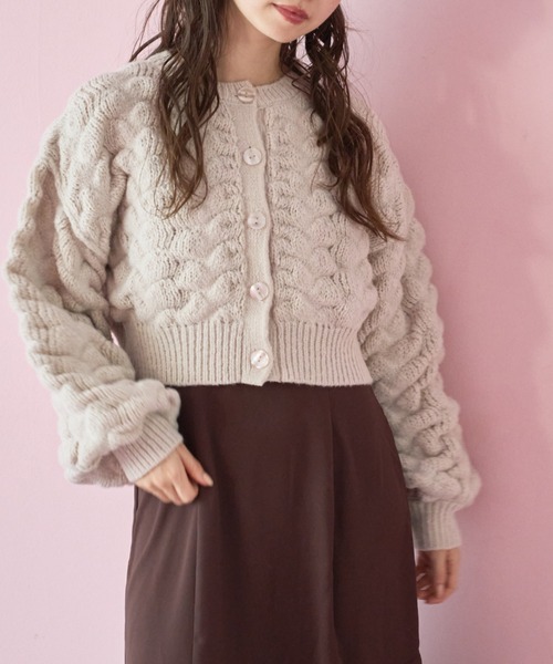 OLIVE des OLIVE（オリーブデオリーブ）の「ぽこぽこカーディガン（カーディガン/ボレロ・レディース・ブラック/オフホワイト/ベージュ・FREE）」の21枚目の写真