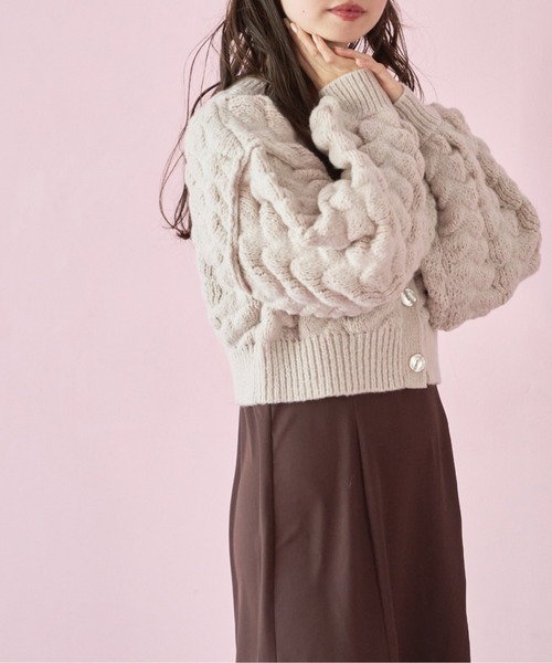 OLIVE des OLIVE（オリーブデオリーブ）の「ぽこぽこカーディガン（カーディガン/ボレロ・レディース・ブラック/オフホワイト/ベージュ・FREE）」の22枚目の写真