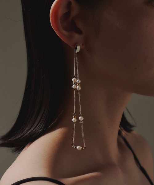 loni（ロニ）の「【金属アレルギー対応】Crop 2way long pierce  （アシンメトリー2WAYロングピアス）両耳用（ピアス（両耳用）・レディース・その他・FREE）」の5枚目の写真