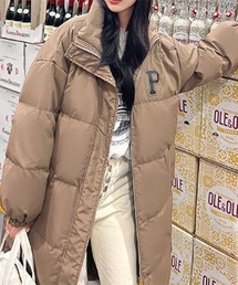 YUGA スタンドカラー ポイントロゴ ロングコート