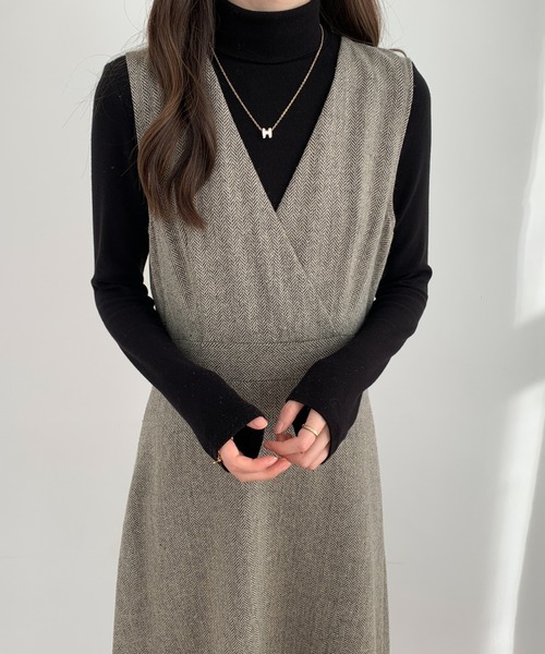 ABITOKYO(アビトーキョー)の「ツイード カシュクールAラインフレアジャンパースカート(ジャンパースカート・レディース・ブラック/ブラウン/グレー・S/M)」の8枚目の写真