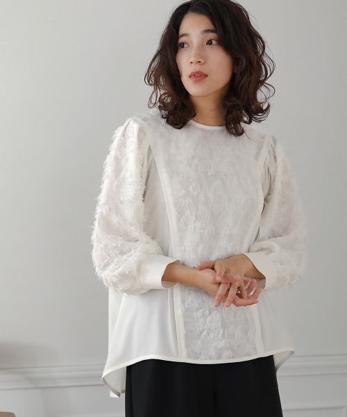 Bou Jeloud（ブージュルード）の「ジャガードブラウス（シャツ/ブラウス・レディース・ブラック/ホワイト・38）」の2枚目の写真