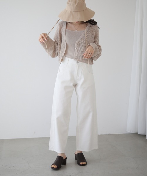 RAY CASSIN（レイカズン）の「メランジメッシュカーデ＋リブニットキャミset（カーディガン/ボレロ・レディース・チャコールグレー/グリーン/ベージュ・FREE）」の14枚目の写真