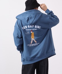 Red Cap Girl TC裏毛 RCGフロッキープリント フルジップ ルーズパーカー