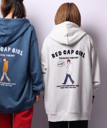 Red Cap Girl TC裏毛 RCGフロッキープリント フルジップ ルーズパーカー