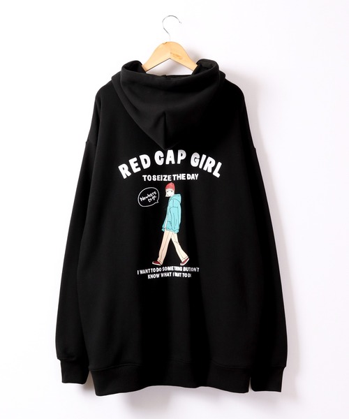 Red Cap Girl(レッドキャプガール)の「Red Cap Girl TC裏毛 RCGフロッキープリント フルジップ ルーズパーカー(パーカー・メンズ・ブルー/アッシュグレー/ホワイト/ブラック・L/M)」の8枚目の写真