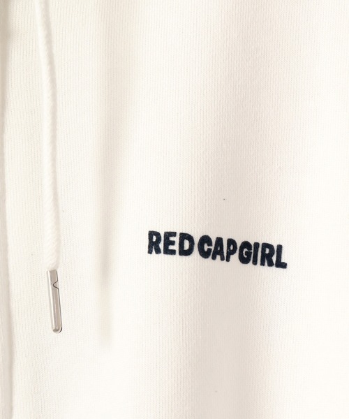 Red Cap Girl(レッドキャプガール)の「Red Cap Girl TC裏毛 RCGフロッキープリント フルジップ ルーズパーカー(パーカー・メンズ・ブルー/アッシュグレー/ホワイト/ブラック・L/M)」の5枚目の写真