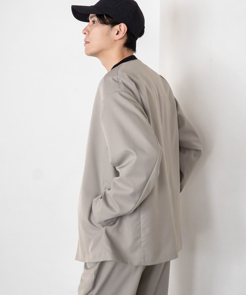 LAKOLE（ラコレ）の「カルゼノーカラージャケット[セットアップ対応] / 179026（ノーカラージャケット・メンズ・チャコール/ライトグレー/ブラック・MEDIUM/LARGE）」の10枚目の写真