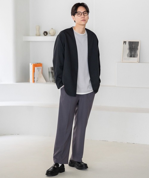 LAKOLE（ラコレ）の「カルゼノーカラージャケット[セットアップ対応] / 179026（ノーカラージャケット・メンズ・チャコール/ライトグレー/ブラック・MEDIUM/LARGE）」の6枚目の写真