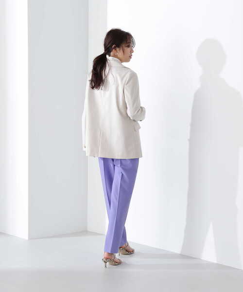 紫 ダブルブレストジャケット オリベイラ社 ダブルブレストジャケット パープルブラウン無地 | ONLY