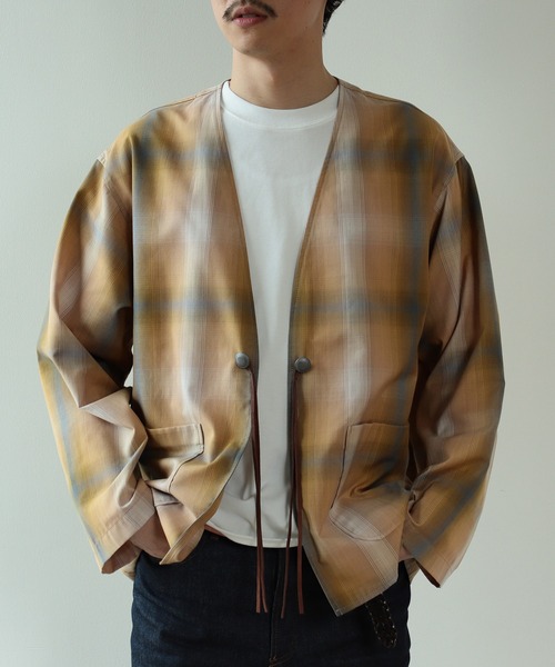 PENDLETON（ペンドルトン）の「PENDLETON × BEAMS LIGHTS / 別注 ノーカラー ジャケット（ノーカラージャケット・メンズ・ブルー/ベージュ・S/M/L）」の7枚目の写真