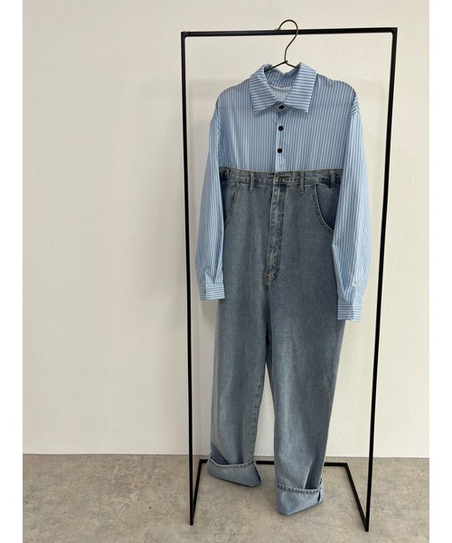 owndaily(オンデイリー)の「シャツドッキングデニムジャンプスーツ(サロペット/オーバーオール・レディース・ライトブルー・LARGE/MEDIUM)」の11枚目の写真