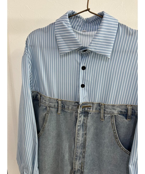 owndaily シャツドッキングデニムジャンプスーツ owndaily シャツドッキングデニムジャンプスーツ