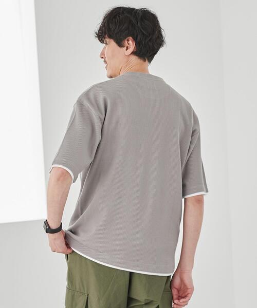 coen（コーエン）の「ワッフルフェイクレイヤードTシャツ（Tシャツ/カットソー・メンズ・ネイビー/グレー/マスタード・S/M/L/XL）」の16枚目の写真