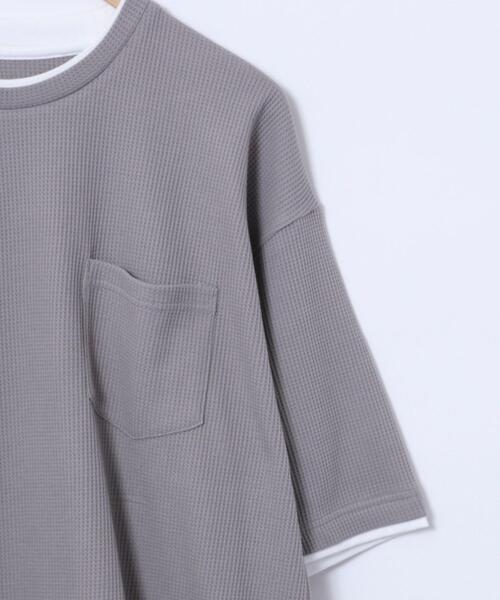 coen（コーエン）の「ワッフルフェイクレイヤードTシャツ（Tシャツ/カットソー・メンズ・ネイビー/グレー/マスタード・S/M/L/XL）」の21枚目の写真