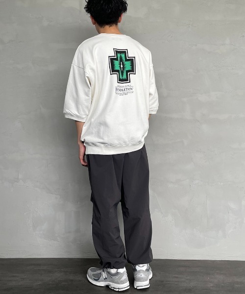 PENDLETON（ペンドルトン）の「[PENDLETON/ペンドルトン] 別注 ネイティブ柄バックプリント ショートスリーブスウェット（スウェット・レディース・オフホワイト/グレー/ブラック・S/M/L/XL）」の13枚目の写真