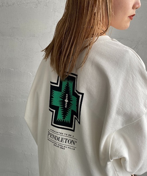 PENDLETON（ペンドルトン）の「[PENDLETON/ペンドルトン] 別注 ネイティブ柄バックプリント ショートスリーブスウェット（スウェット・レディース・オフホワイト/グレー/ブラック・S/M/L/XL）」の7枚目の写真
