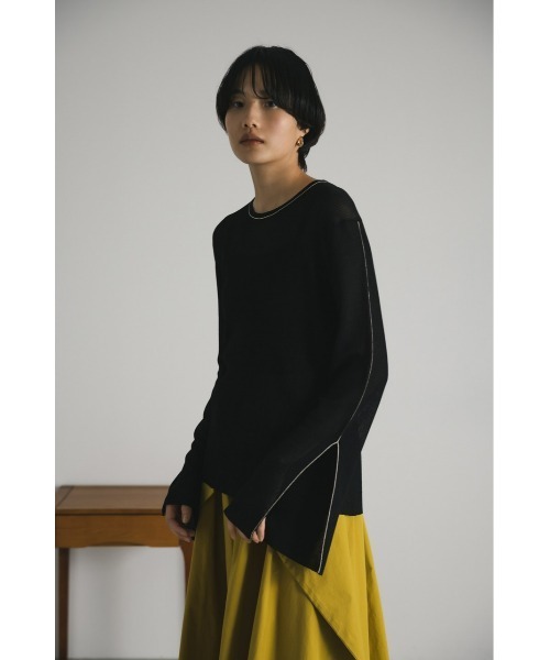 STYLEMIXER(スタイルミキサー)の「ラインスリットシアーニット(ニット/セーター・レディース・グリーン/ブラック/ピンク/アイボリー・FREE)」の17枚目の写真