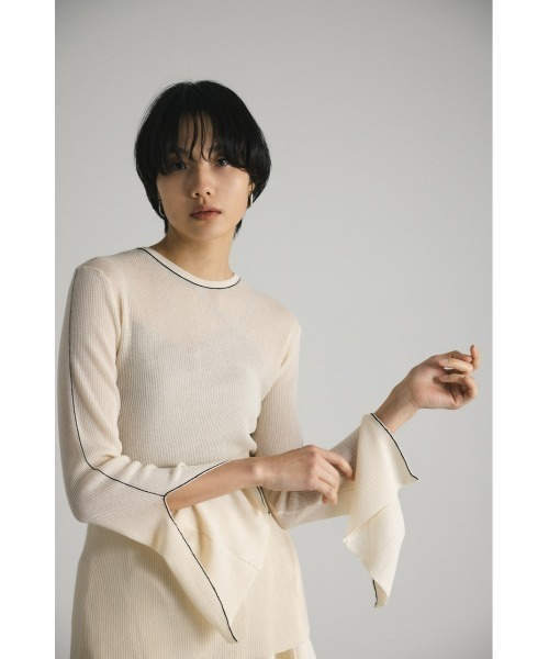 STYLEMIXER(スタイルミキサー)の「ラインスリットシアーニット(ニット/セーター・レディース・グリーン/ブラック/ピンク/アイボリー・FREE)」の6枚目の写真