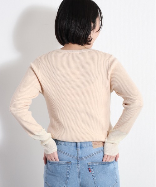 cepo（セポ）の「ソデシアーキリカエリブトップス（ニット/セーター・レディース・ブラック/オフホワイト/グレー・M）」の16枚目の写真