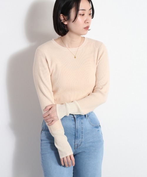 cepo（セポ）の「ソデシアーキリカエリブトップス（ニット/セーター・レディース・ブラック/オフホワイト/グレー・M）」の12枚目の写真