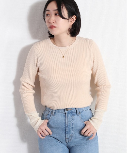 cepo（セポ）の「ソデシアーキリカエリブトップス（ニット/セーター・レディース・ブラック/オフホワイト/グレー・M）」の4枚目の写真