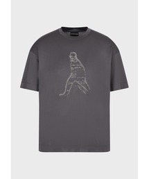 EMPORIO ARMANI | 【エンポリオ アルマーニ】Tシャツ テンセル混紡ジャージー シルエット刺繍＆シグネチャーパターン(Tシャツ/カットソー)