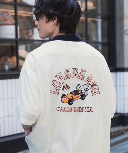 RAGEBLUE(レイジブルー)の「バックデザイン/ボーリングシャツ(シャツ/ブラウス・メンズ・ホワイト/ブラック/グリーン・MEDIUM/LARGE)」の1枚目の写真