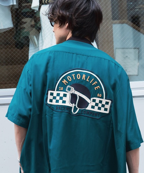 RAGEBLUE(レイジブルー)の「バックデザイン/ボーリングシャツ(シャツ/ブラウス・メンズ・ホワイト/ブラック/グリーン・MEDIUM/LARGE)」の3枚目の写真