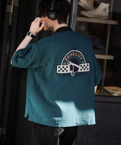 RAGEBLUE(レイジブルー)の「バックデザイン/ボーリングシャツ(シャツ/ブラウス・メンズ・ホワイト/ブラック/グリーン・MEDIUM/LARGE)」の5枚目の写真