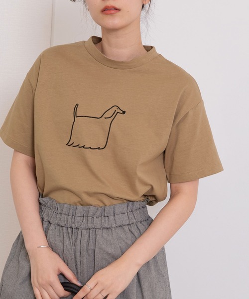 POU DOU DOU（プードゥドゥ）の「アニマルチェーンステッチTee（Tシャツ/カットソー・レディース・オフホワイト/ライトブルー/ベージュ/ホワイト/スミクロ/アイボリー・3）」の5枚目の写真