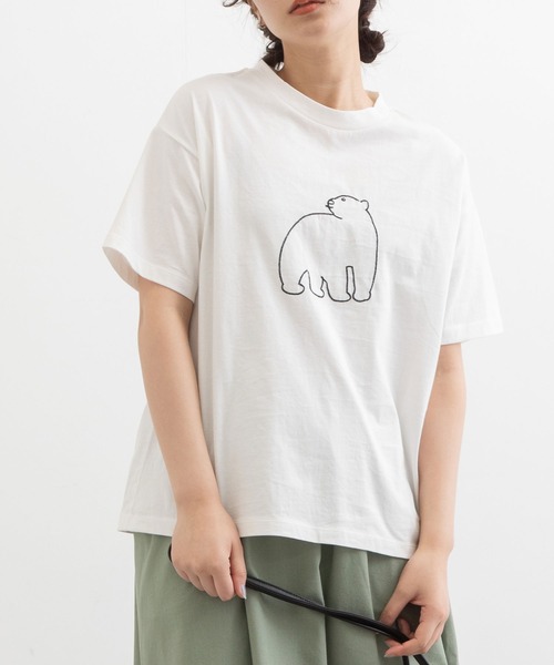 POU DOU DOU（プードゥドゥ）の「アニマルチェーンステッチTee（Tシャツ/カットソー・レディース・オフホワイト/ライトブルー/ベージュ/ホワイト/スミクロ/アイボリー・3）」の3枚目の写真