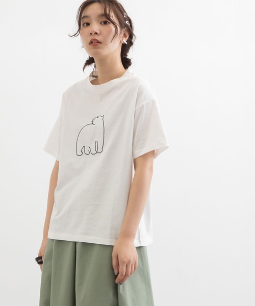 POU DOU DOU（プードゥドゥ）の「アニマルチェーンステッチTee（Tシャツ/カットソー・レディース・オフホワイト/ライトブルー/ベージュ/ホワイト/スミクロ/アイボリー・3）」の8枚目の写真