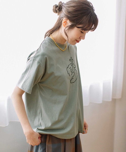 POU DOU DOU（プードゥドゥ）の「アニマルチェーンステッチTee（Tシャツ/カットソー・レディース・オフホワイト/ライトブルー/ベージュ/ホワイト/スミクロ/アイボリー・3）」の16枚目の写真