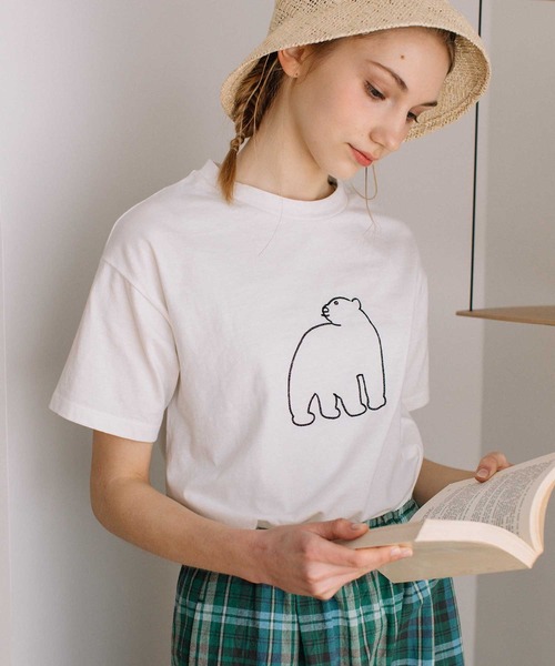 POU DOU DOU（プードゥドゥ）の「アニマルチェーンステッチTee（Tシャツ/カットソー・レディース・オフホワイト/ライトブルー/ベージュ/ホワイト/スミクロ/アイボリー・3）」の10枚目の写真