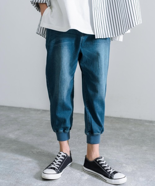 Rocky Monroe(ロッキーモンロー)の「ストレッチデニムクロップドジョガーパンツ(デニムパンツ・メンズ・サックスブルー/ワンウォッシュ/ブルー・S/M/L/XL/XXL)」の9枚目の写真