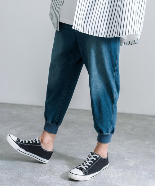 Rocky Monroe(ロッキーモンロー)の「ストレッチデニムクロップドジョガーパンツ(デニムパンツ・メンズ・サックスブルー/ワンウォッシュ/ブルー・S/M/L/XL/XXL)」の10枚目の写真